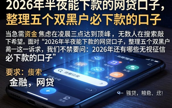 2026年半夜能下款的网贷口子，整理五个双黑户必下款的口子
