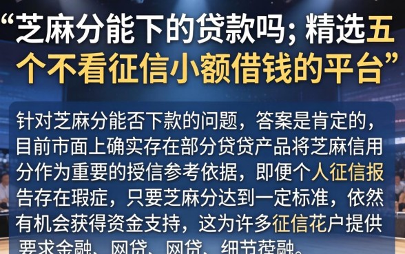 芝麻分能下的贷款吗，精选五个不看征信小额借钱的平台