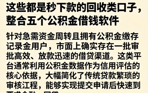 这些都是秒下款的回收类口子，整合五个公积金借钱软件