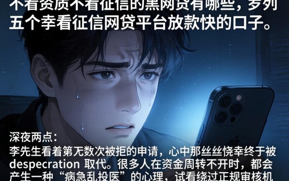 不看资质不看征信的黑网贷有哪些,罗列五个不看征信网贷平台放款快的口子