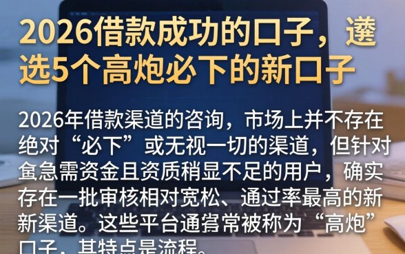 2026借款成功的口子，遴选5个高炮必下的新口子