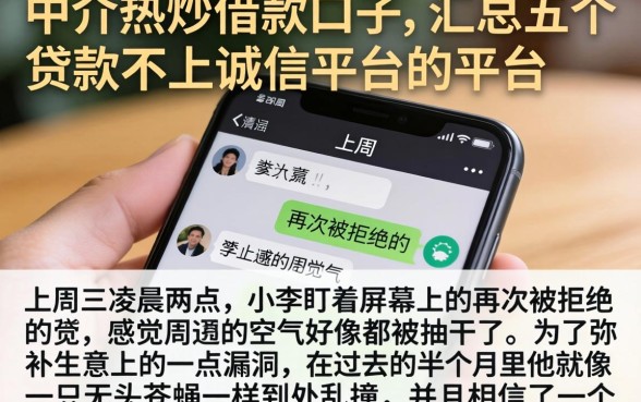 中介热炒借款口子，汇总五个贷款不上诚信平台的平台