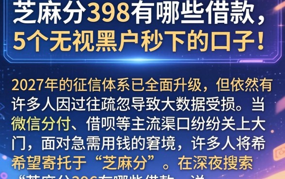 芝麻分398有哪些借款，详细阐述5个无视黑户秒下的口子