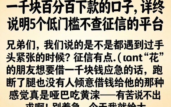 一千块百分百下款的口子，详尽说明5个低门槛不查征信的平台