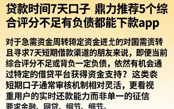 贷款时间7天的口子，鼎力推荐5个综合评分不足有负债都能下款app