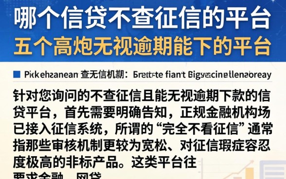 哪个信贷不查征信的平台，详尽说明五个高炮无视逾期能下的平台