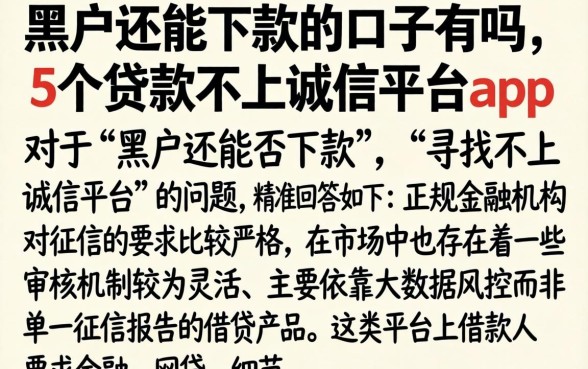黑户还能下款的口子有吗，概括5个贷款不上诚信平台的app