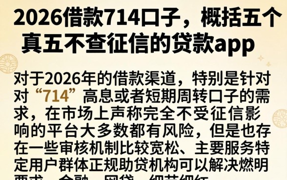 2026借款714口子，概括五个真正不查征信的贷款app