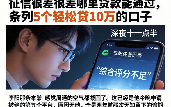 征信很差很差哪里贷款能通过，条列5个轻松贷10万的口子