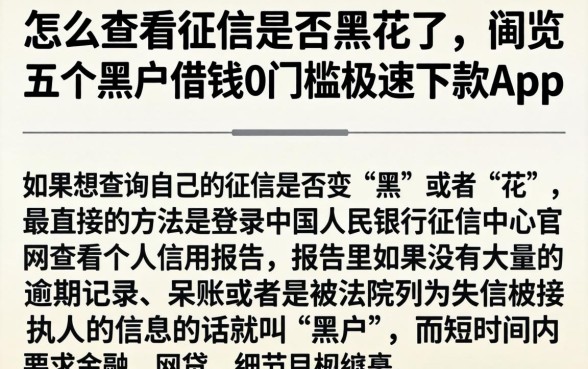 怎么查看征信是否黑花了，概览五个黑户借钱0门槛极速下款app