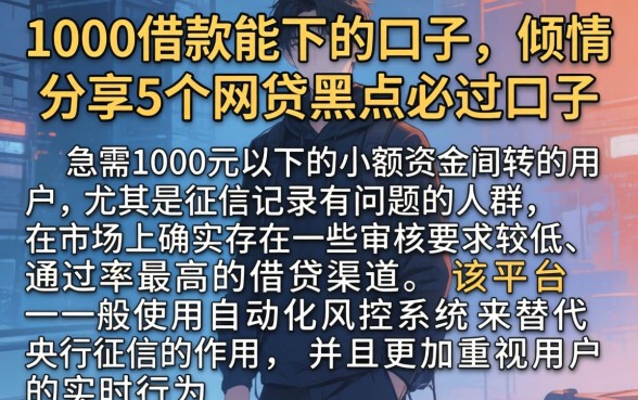 1000借款能下的口子,倾情分享5个网贷黑户必过口子