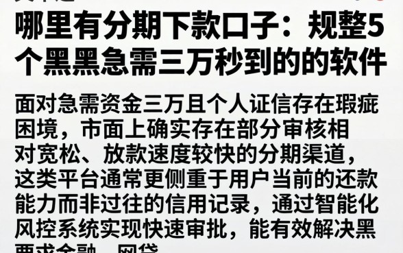 哪里有分期下款口子，规整5个黑户急需三万秒到的的软件