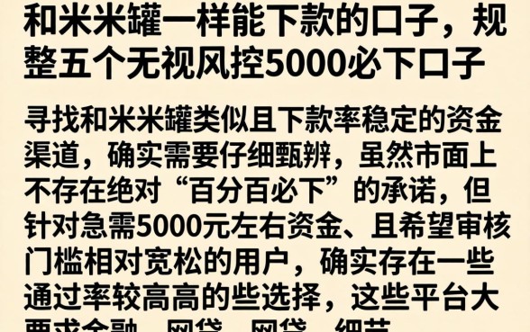 和米米罐一样能下款的口子，规整五个无视风控5000必下口子