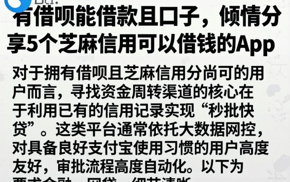 有借呗能借款的口子，倾情分享5个芝麻信用可以借钱的app