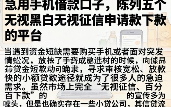 急用手机借款口子，陈列五个无视黑白无视征信申请就下款的平台