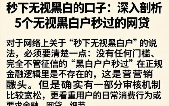 秒下无视黑白的口子，深入剖析5个无视黑白户秒过的网贷