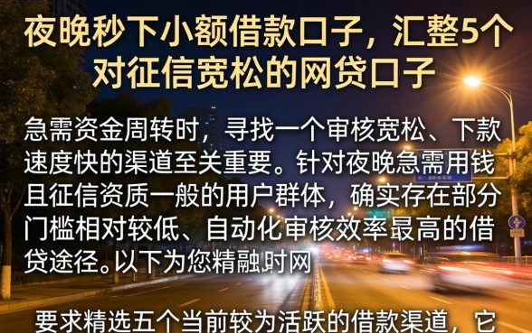 夜晚秒下小额借款口子，汇整5个对征信宽松的网贷口子