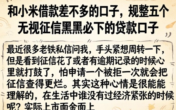 和小米借款差不多的口子，规整五个无视征信黑户必下的贷款口子