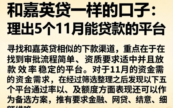 和嘉英贷一样的口子，理出5个11月能贷款的平台