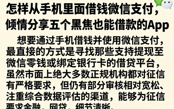 怎样从手机里面借钱用微信支付，倾情分享五个黑户也能借款的app