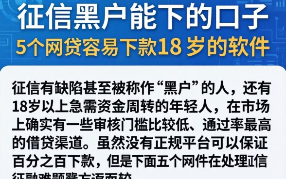 征信黑户能下的口子，概括5个网贷容易下款18岁的软件