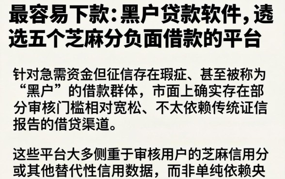 最容易下款的黑户贷款软件，遴选五个芝麻分负面借款的平台