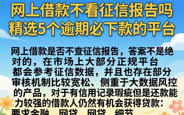 网上借款不看征信报告吗，精选5个逾期必下款的平台