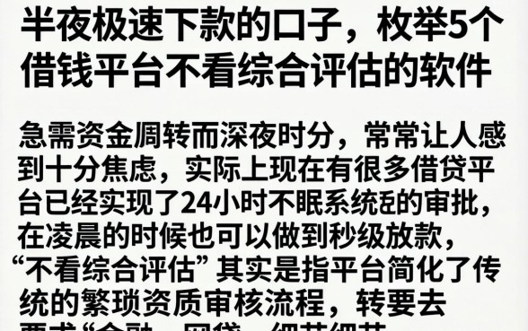 半夜极速下款的口子，枚举5个借钱平台不看综合评估的软件