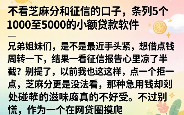 不看芝麻分和征信的口子,条列5个1000至5000的小额贷款软件