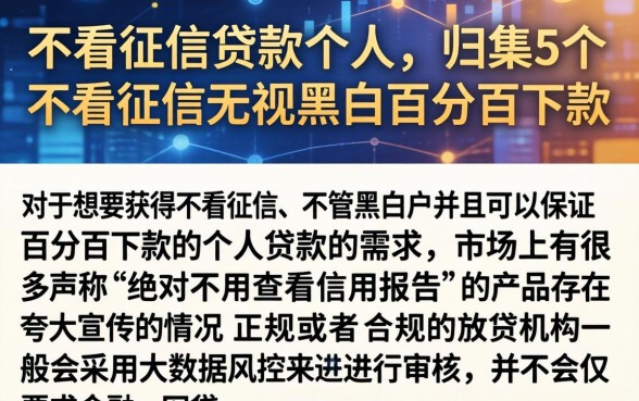 不看征信贷款个人，归集5个不看征信无视黑白百分百下款