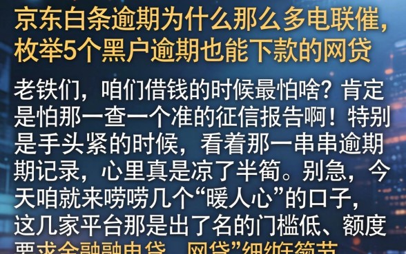 京东白条逾期为什么那么多电联催,枚举5个黑户逾期也能下款的网贷