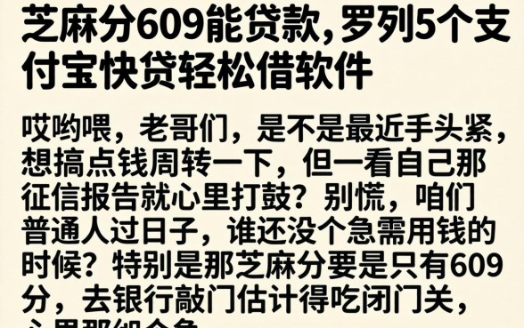 芝麻分609能贷款，罗列5个支付宝快贷轻松借软件