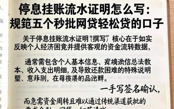 停息挂账流水证明怎么写，规整五个秒批网贷轻松贷的口子