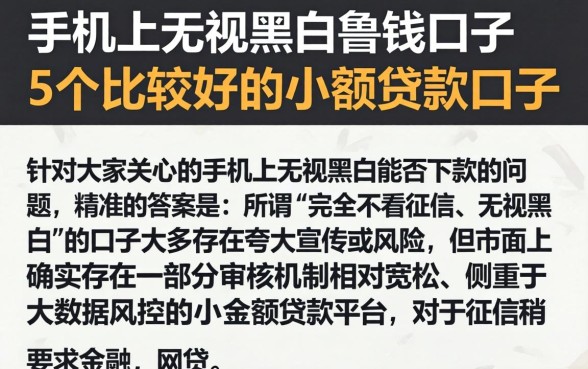 手机上无视黑白鲁钱的口子，详尽说明5个比较好的小额贷款口子