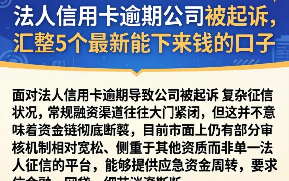 法人信用卡逾期公司被起诉，汇整5个最新能下来钱的口子