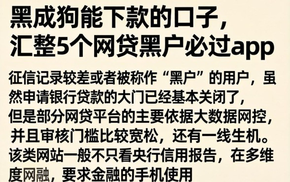 黑成狗能下款的口子，汇整5个网贷黑户必过app