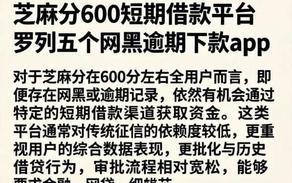 芝麻分600短期借款平台，罗列五个网黑逾期下款app