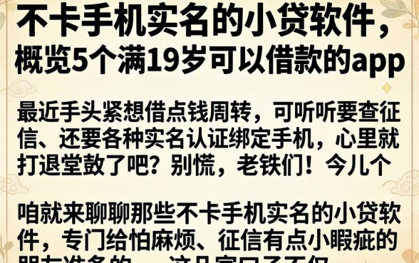 不卡手机实名的小贷软件，概览5个满19岁可以借款的app