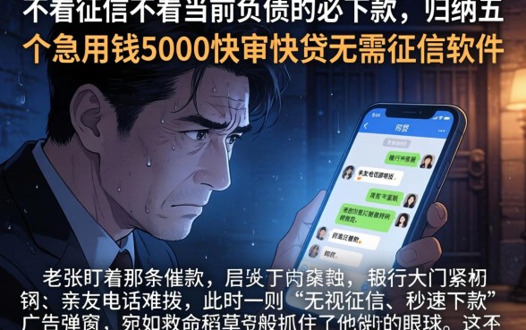 不看征信不看当前负债的必下款,归纳五个急用钱5000快审快贷无需征信软件
