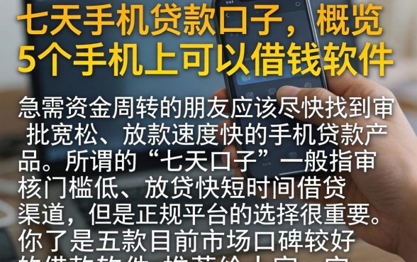 七天手机贷款口子，概览5个手机上可以借钱的软件
