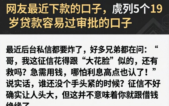 网友最近下款的口子，胪列5个19岁贷款容易过审批的口子