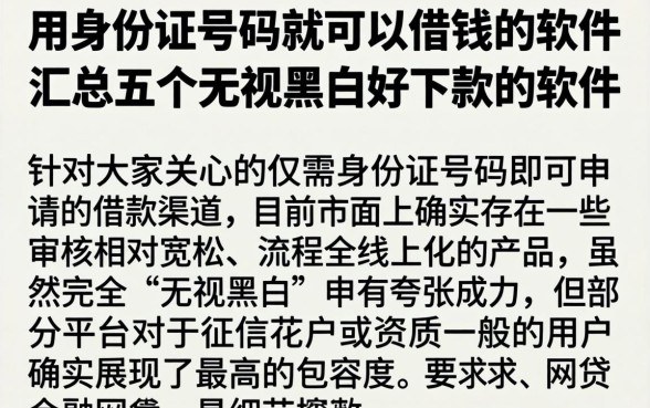 用身份证号码就可以借钱的软件，汇总五个无视黑白好下款的软件