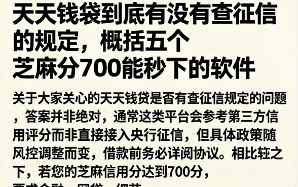 天天钱袋到底有没有查征信的规定,概括五个芝麻分700能秒下的软件