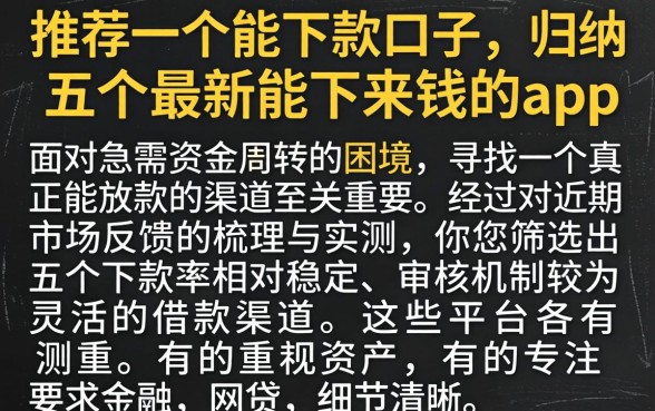 推荐一个能下款的口子，归纳五个最新能下来钱的app