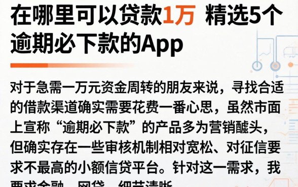 在哪里可以贷款1万，精选5个逾期必下款的app