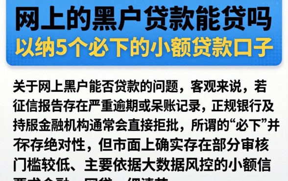网上的黑户贷款能贷吗，归纳5个必下的小额贷款口子