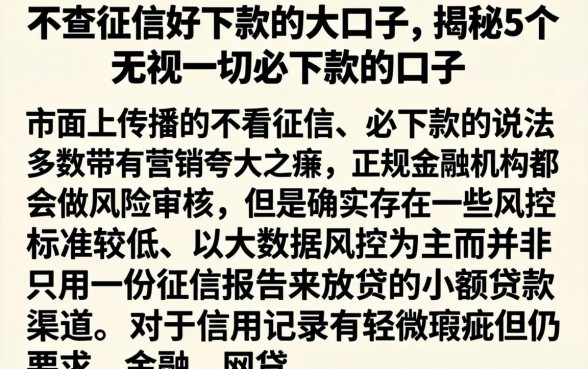 不查征信好下款的大口子，揭秘5个无视一切必下款的口子