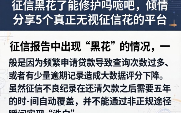 征信黑花了能修护吗贴吧，倾情分享5个真正无视征信花的平台