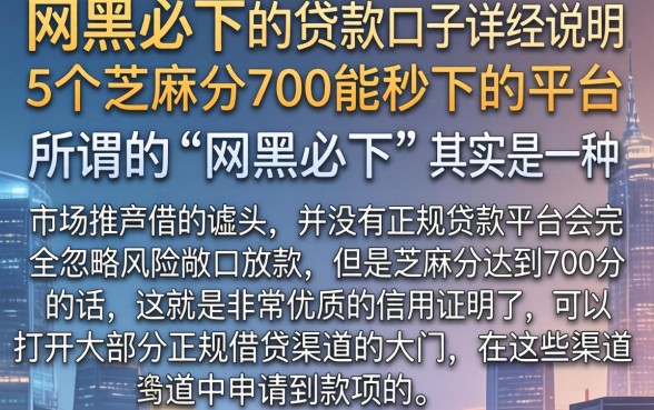 网黑必下的贷款口子，详尽说明5个芝麻分700能秒下的平台