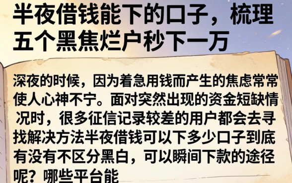 半夜借钱能下的口子，梳理五个黑户烂户秒下一万